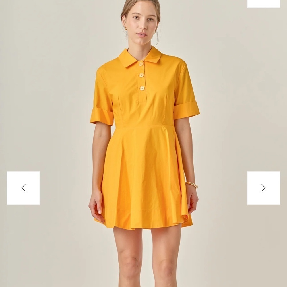 English Factory Sunny Yellow Cotton Mini Dress Size XS